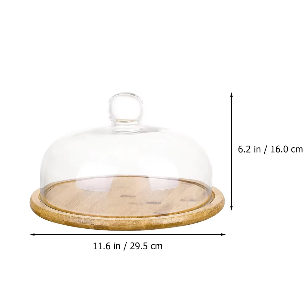 Dome Cake Glass Stand Cover Lid Plate Dessert Holder Platter Cloche Display Covered Serving Food Pastry Terrarium Dish Cheese