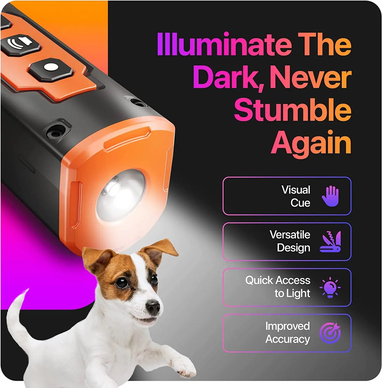 2023 Release Pet Dog Repeller Ultrasonic Dog Training Device Rechargeable anti Dog Bark Deterrent Device with LED Flashlight