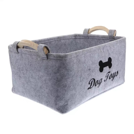 A Cat and Dog Toy Storage Box with Various Styles and Types, Made of Felt and Does Not Fade.