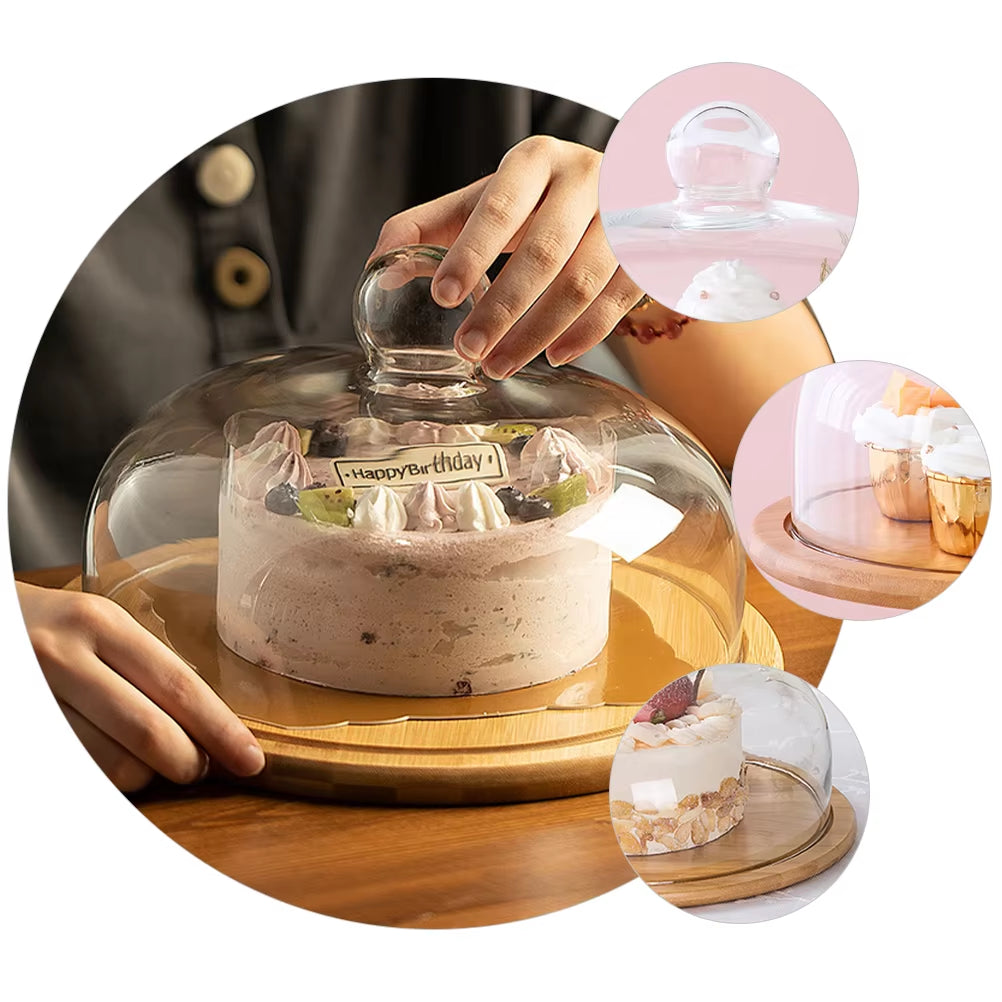 Dome Cake Glass Stand Cover Lid Plate Dessert Holder Platter Cloche Display Covered Serving Food Pastry Terrarium Dish Cheese