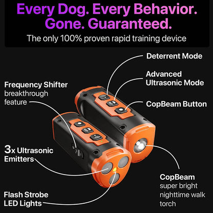 2023 Release Pet Dog Repeller Ultrasonic Dog Training Device Rechargeable anti Dog Bark Deterrent Device with LED Flashlight