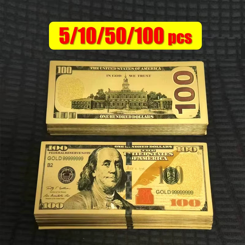 5~100Pcs US 100 Dollar Bills 100 Dollars Silver Plated Banknote Fake Dollars Currency Souvenir Business Gifts