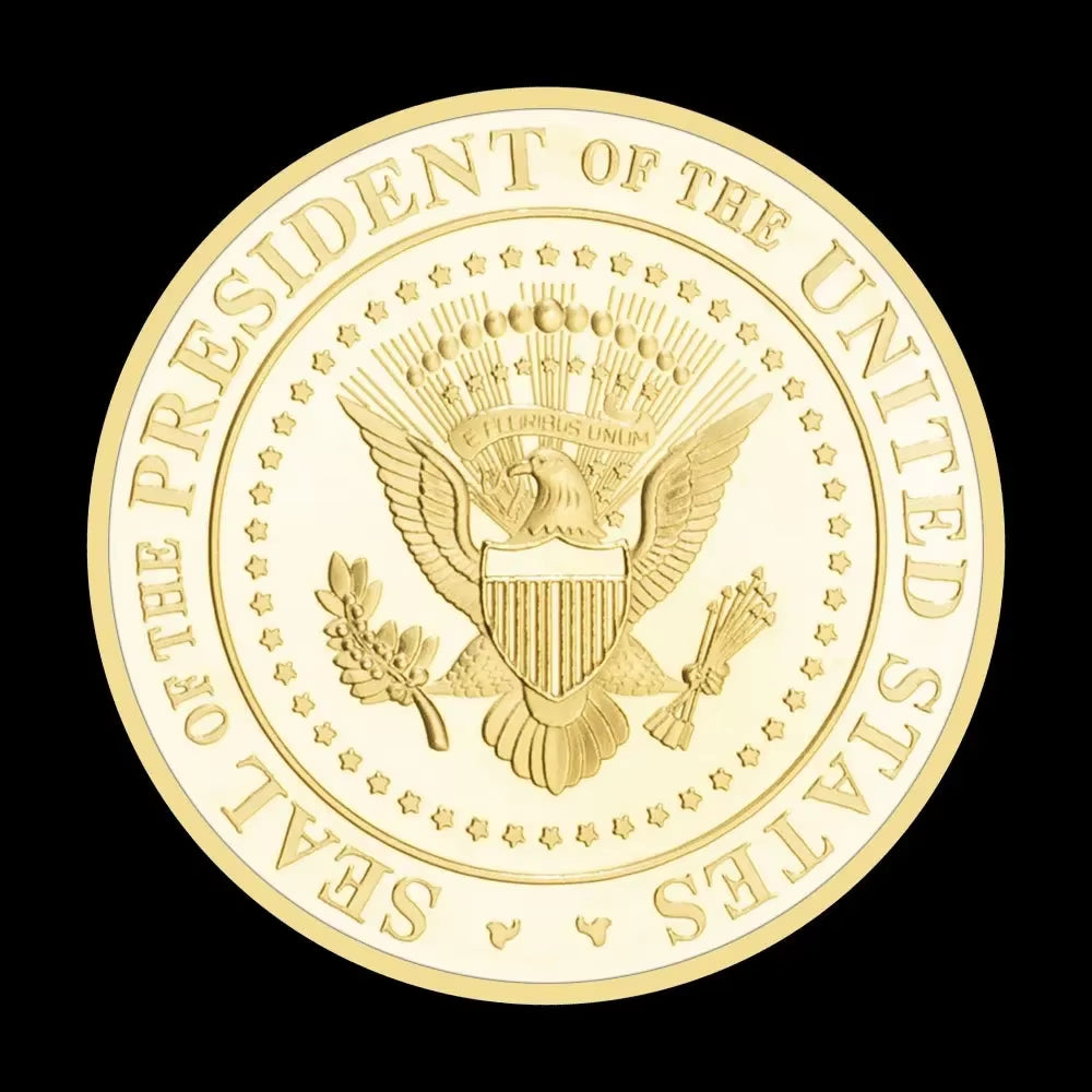 Donald Trump Gold Coin Golden Plated Collectable Coin and Case Included Second Presidential Term 2025 - 2029 Commemorative Coin