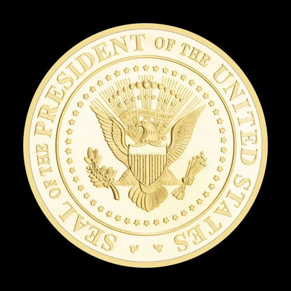 Donald Trump Gold Coin Golden Plated Collectable Coin and Case Included Second Presidential Term 2025 - 2029 Commemorative Coin