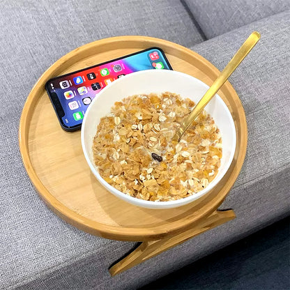 Sofa Tray Table Sofa Armrest Clip-On Tray Natural Wooden Sofa Tray Practical TV Snack Tray for Remote Control Coffee Snacks