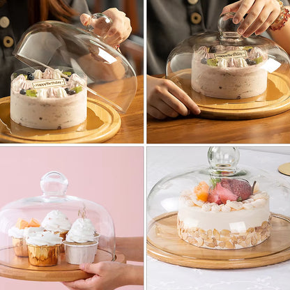 Dome Cake Glass Stand Cover Lid Plate Dessert Holder Platter Cloche Display Covered Serving Food Pastry Terrarium Dish Cheese